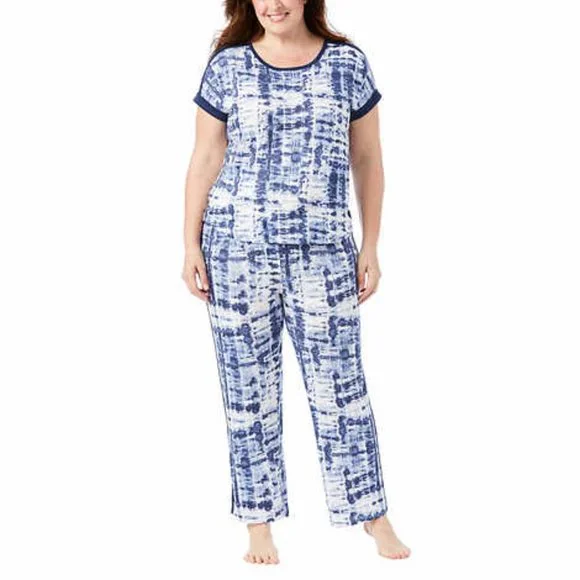 Lucky Brand Women's 4 piece PJ Set Blue Soft Knit Regular and Plus Sizes - Picture 6 of 7